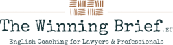 The Winning brief logo, with caption: English Coaching for Lawyers & Professionals